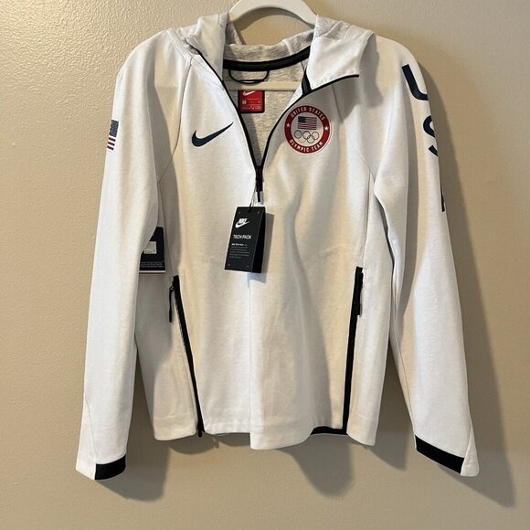 nike olympic tech Hoodie Women S White USA NWT Training Sport Untied State Sport - Picture 1 of 12